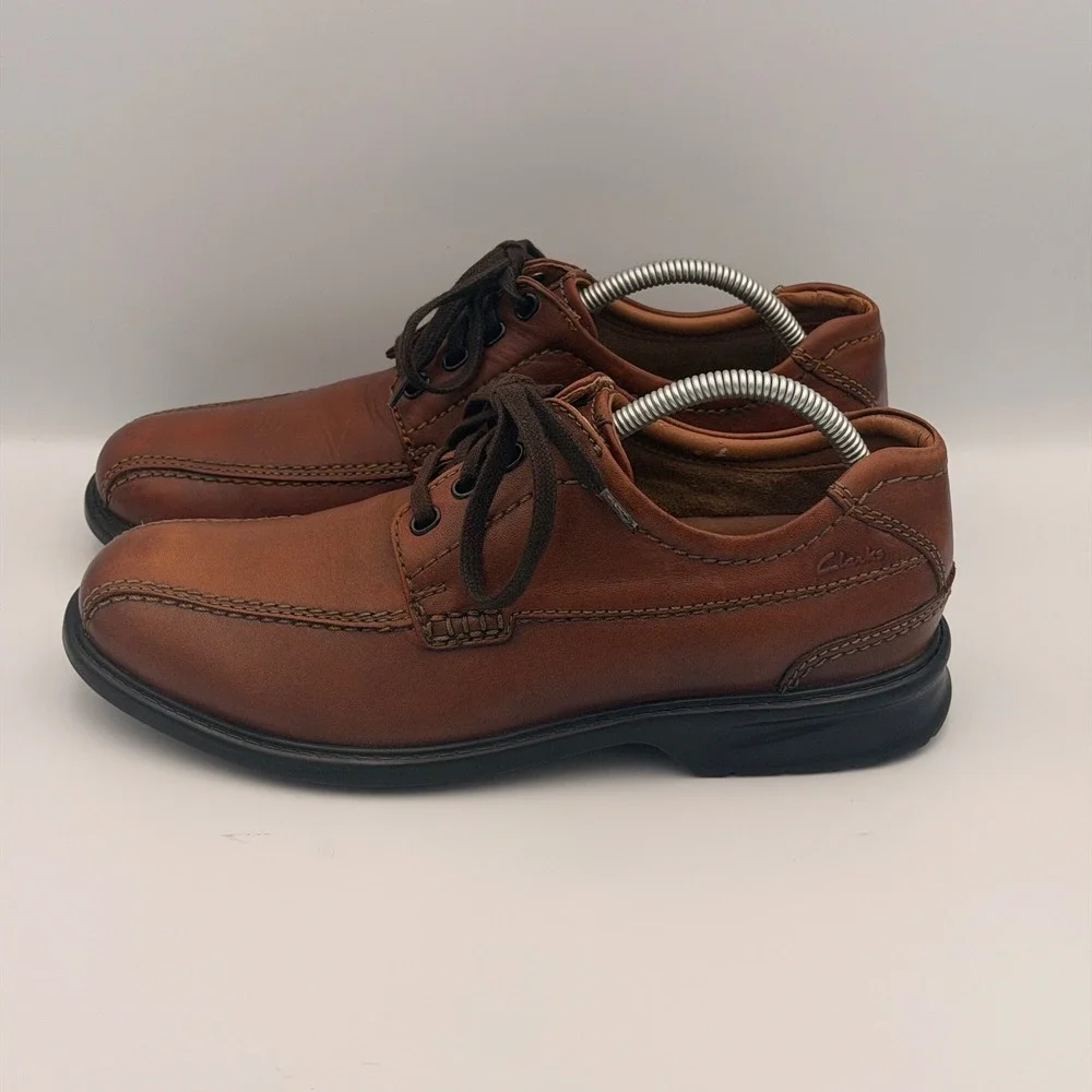 Clarks Colson Over Oxford Bicycle Toe Leather Brown Size 8 M